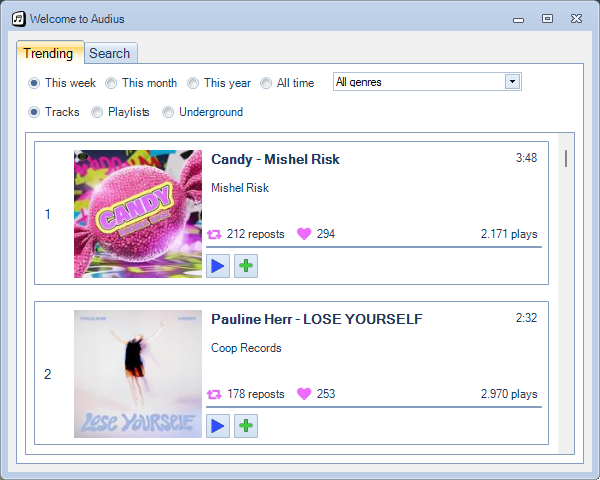 audius trending